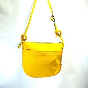 Tahari yellow leather shoulder bag